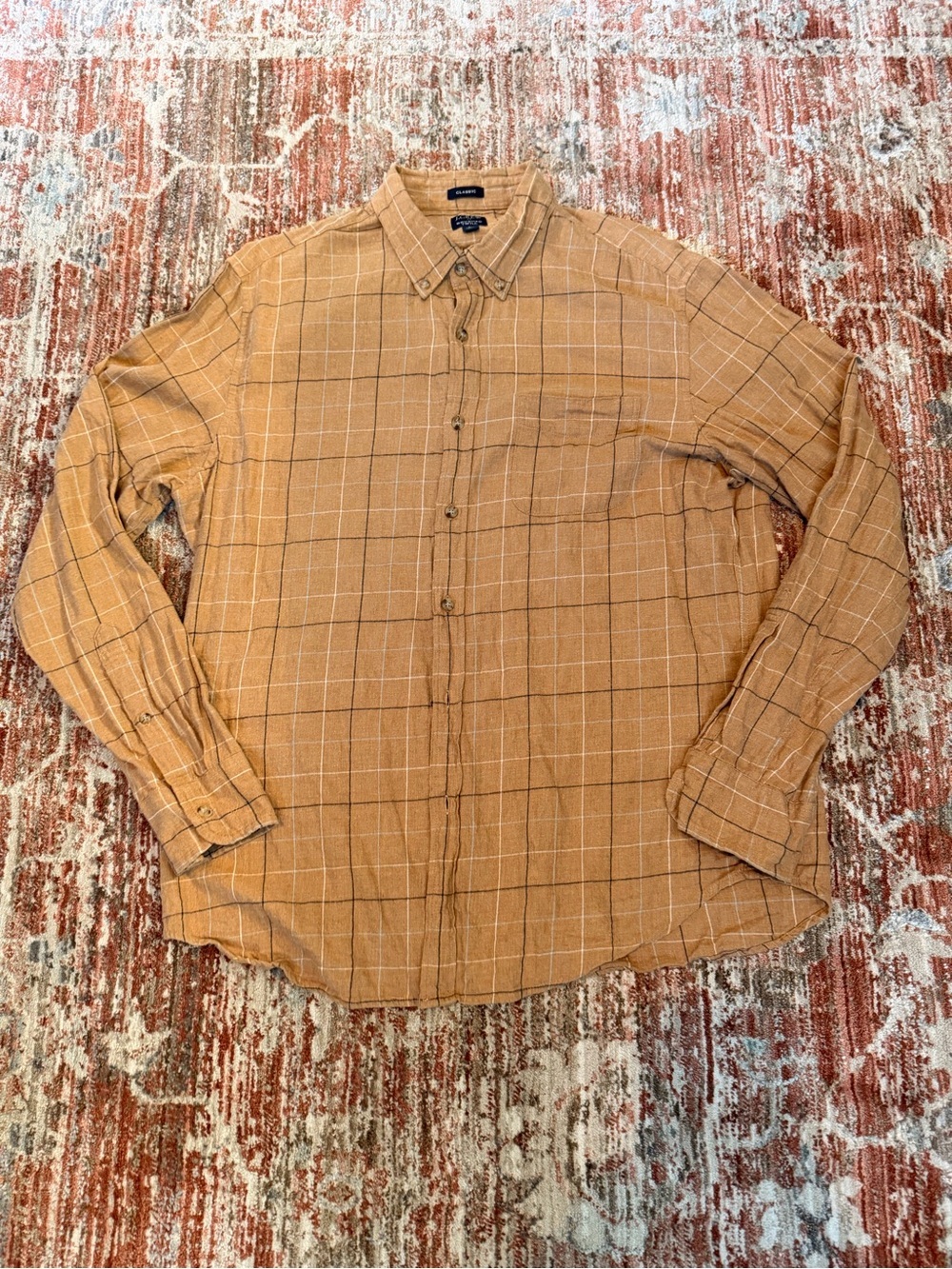 J. Crew Men's Brushed Twill Brown Plaid Button-Down Shirt